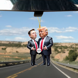 Trump & Musk Acrylic Hanging Ornament - Perfect for Christmas, Halloween, Car Decor & Tree Display HA75 64028