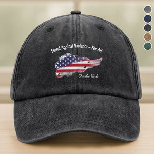 Stand Against Violence For All - Charlie Kirk Washed Denim Baseball Cap HO82 65936