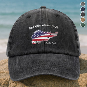 Stand Against Violence For All - Charlie Kirk Washed Denim Baseball Cap HO82 65936