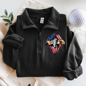 Trump America Flag Printed Quarter Zip Sweater TH10 898213