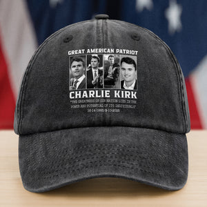 Prayers Up for Charlie Kirk Great America Patriot Washed Denim Baseball Cap HO82 65744