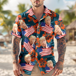 Custom Photo Trump America Flag July Independence Day Hawaii Shirt LM32 65353