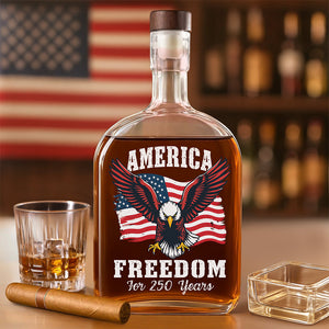 America 250 Years of Freedom Patriotic Eagle Flag Whiskey Bottle HA75 897338