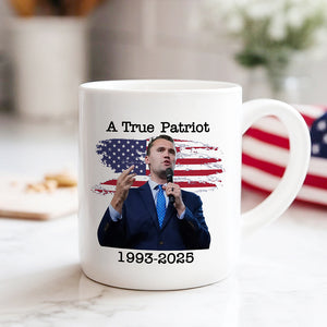 A True Patriot Charlie Kirk With US Flag White Mug HO82 65908