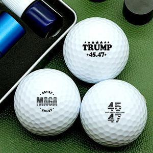 Trump 45 47 MAGA Golf Ball Stamp Box Gift for Golfer, Golf Ball Marker HA75 64622