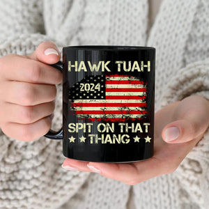 Hawk Tuah 24 Spit On That Thang US Flag Black Mug HO82 62804