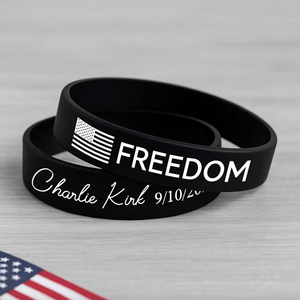 Laser Engraved Silicone Bracelet “FREEDOM”, Charlie Kirk Tribute Wristband LM32 65769