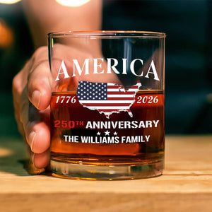 Custom Family Name America 250th Anniversary Whiskey Glass LM32 897711