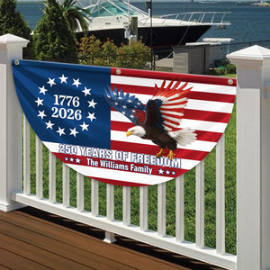 Personalized 250 Years Of Freedom 1776–2026 Eagle Non-Pleated Fan Flag HO82 901306