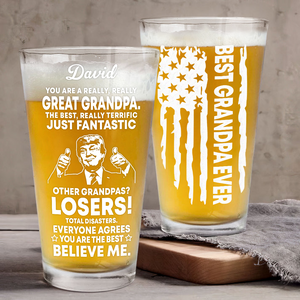 Best Dad Ever - Great Dad Funny Personalized Engraved Beer Glass Father's Day Gift HA75 64396