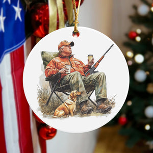 Patriotic Trump Hunting Gear Perfect for Gun Lovers and Hunters Ceramic Ornament LM32 63871