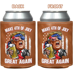 Trump Cheers Make 4th Of July Great Again Leather Can Cooler Holder LM32 65373
