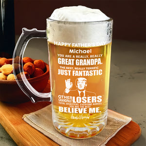 Great Grandpa Great Dad Trump Print Glass Beer Mug Father's Day Gift HA75 64390