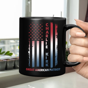 Pray For Charlie Kirk Great American Patriot Memorial Black Mug LM32 65487