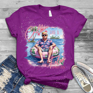 Chillin Like A Felon Summer 2024 Trump President Bleached Shirt HO82 62916