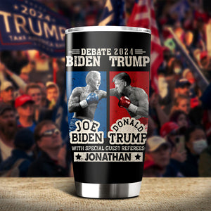 Custom Name Biden Vs Trump 2024 Debate Funny Boxing Match Fat Tumbler HO82 62786