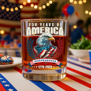 America 250 Years Eagle Independence Day Patriotic Whiskey Glass LM32 895261
