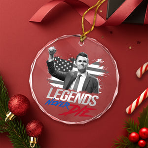 Pray For Charlie Kirk, Legends Never Die, Memorial Glass Ornament LM32 65573
