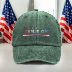 RIP American Charlie Kirk Patriot Washed Denim Baseball Cap LM32 65493