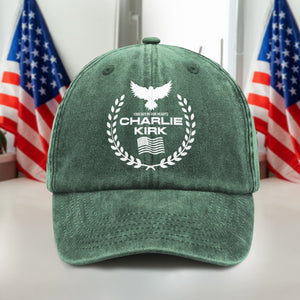 Charlie Kirk Memorial Washed Denim Baseball Cap LM32 65527