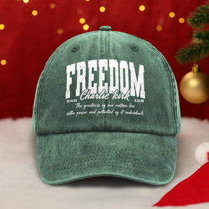 Freedom - Charlie Kirk Human Rights Washed Denim Baseball Cap HO82 65996