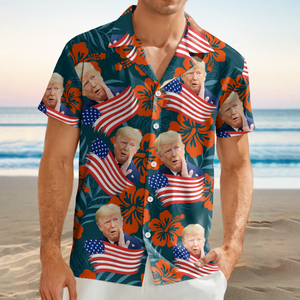 Custom Photo Trump America Flag July Independence Day Hawaii Shirt LM32 65353