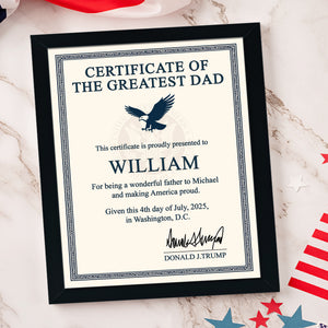 Personalized Certificate of The Greatest Dad, Mom Trump Picture Frame HA75 64610