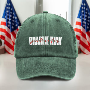 Justice For Charlie Kirk America Patriot Washed Denim Baseball Cap LM32 65603