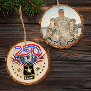 Custom Photo US Army Wood Slice Ornament N369 64599