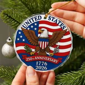 1776 -2026 American 250th Anniversary Eagle Glass Ornament CH07 899232