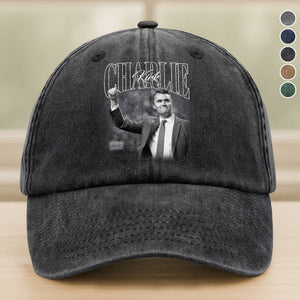Charlie Kirk A True Hero Retro Style Washed Denim Baseball Cap HO82 65786