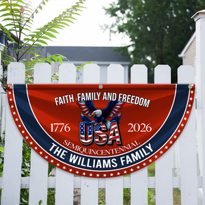 Custom Family Name Faith, Family & Freedom America 250 Years Non-Pleated Fan Flag CH07 910236