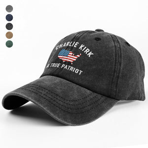 Charlie Kirk - A True Patriot Washed Denim Baseball Cap LM32 65453