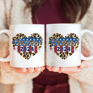 Trump 2024 With Leopard US Flag In Heart Mug HO82 62648