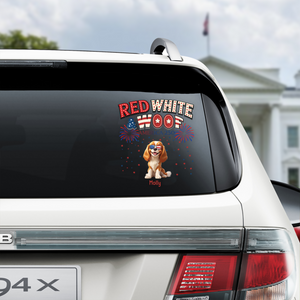 Red White Woof - Personalized Car Window Decal Sticker HO82 901270