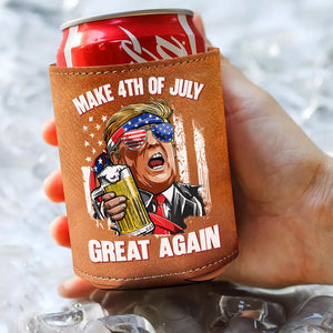 Trump Cheers Make 4th Of July Great Again Leather Can Cooler Holder LM32 65373