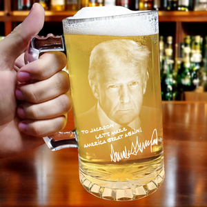 Personalized President Donald Trump Autographed Glass Beer Mug Father's Day Gift LM32 65347