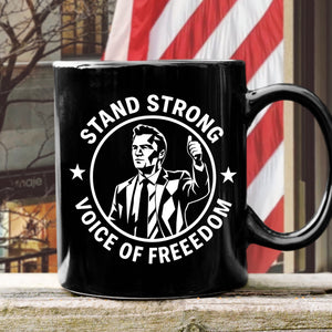 Stand Strong Charlie Kirk - Voice Of Freedom Memorial Black Mug LM32 65535
