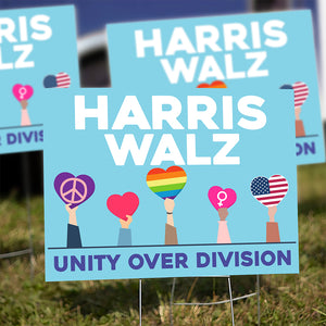 Kamala Harris - Tim Walz for president LGBT Unity Over Division Yard Sign HO82 65024