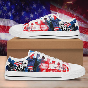 President Donald Trump With Flag US Canvas Shoes HA75 63276
