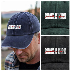 Justice For Charlie Kirk America Patriot Washed Denim Baseball Cap LM32 65603
