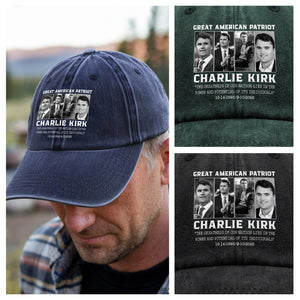 Prayers Up for Charlie Kirk Great America Patriot Washed Denim Baseball Cap HO82 65744