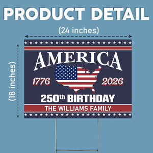 America 250 Birthday 1776-2026 Garden Yard Sign HO82 894602