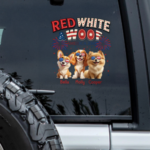 Red White Woof - Personalized Car Window Decal Sticker HO82 901270