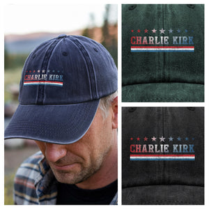 RIP American Charlie Kirk Patriot Washed Denim Baseball Cap LM32 65493