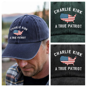 Charlie Kirk - A True Patriot Washed Denim Baseball Cap LM32 65453