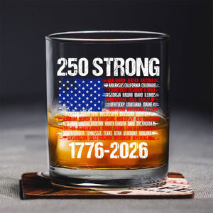 USA 250 Strong Flag American States Patriotic Whiskey Glass LM32 895337