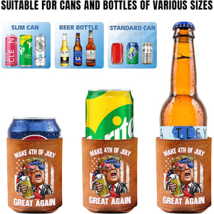 Trump Cheers Make 4th Of July Great Again Leather Can Cooler Holder LM32 65373