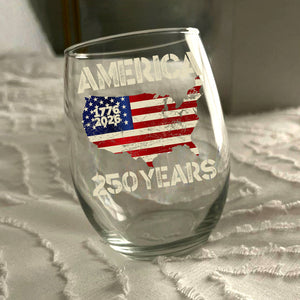 250 Years America Anniversary 250th Independence Day Wine Glass HA75 897358
