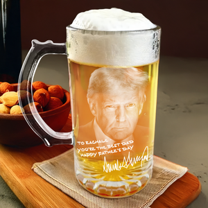 Personalized President Donald Trump Autographed Glass Beer Mug Father's Day Gift LM32 65347